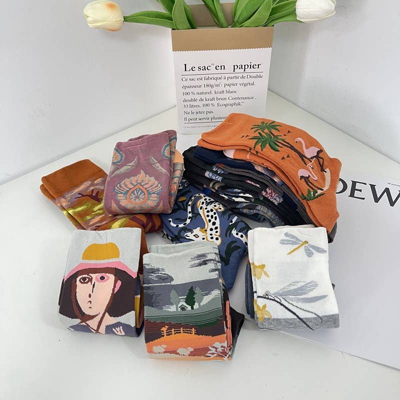 Tourtiwi - Wholesale Socks - Unisex - Retro Art Abstract Print Mid-Calf Socks26