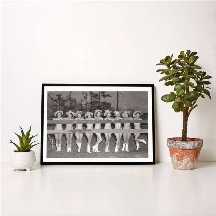 Found Image Press - Wholesale Art Print - Art Print CG-96 Nude Cowgirls by Fence