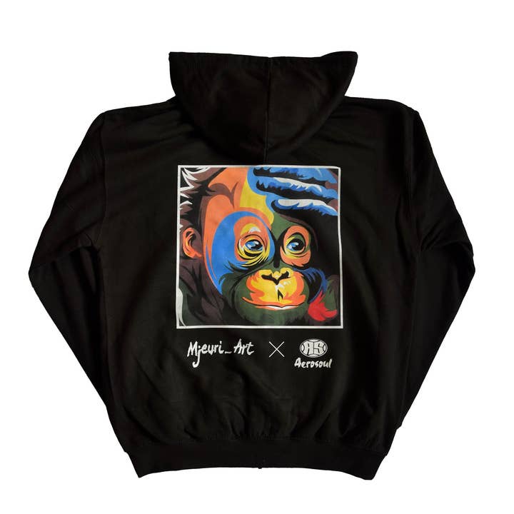 Sweat à capuche zippé A.S. Africa Monkey (Noir) pour la vente par Aerosoul Limited