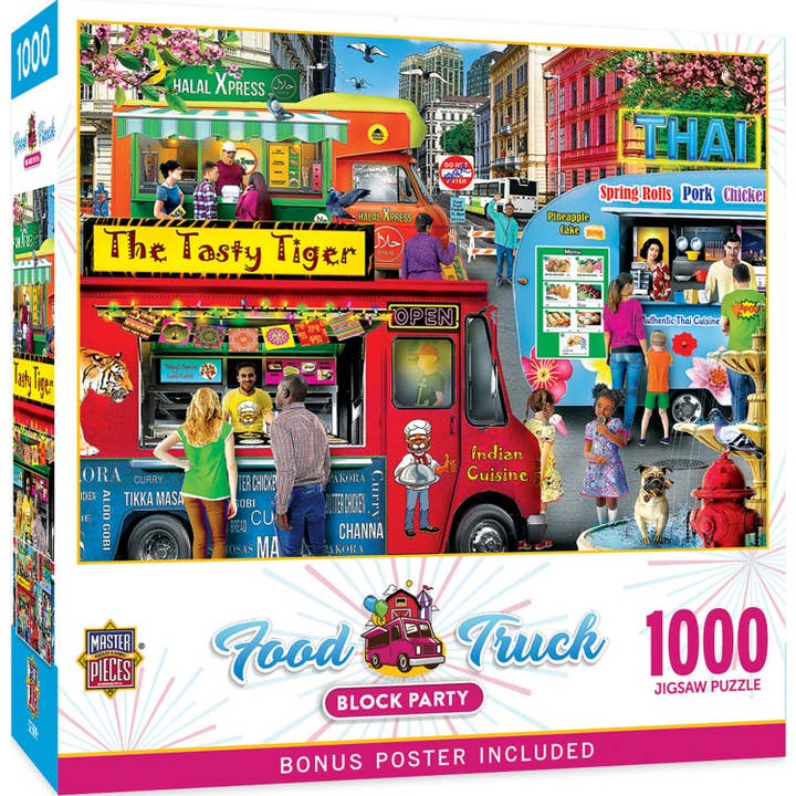 Food Truck Roundup - Block Party 1000 Piece Jigsaw Puzzle for wholesale by Masterpieces Puzzles