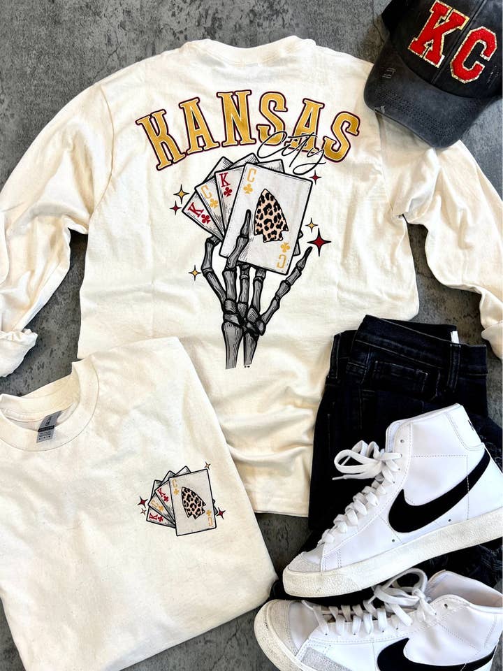 Hustle+Heart - Vente T-shirt à imprimés – unisexe - T-shirt à manches longues Kansas City Two of a Kind (KCFB1058-DTG-LST-LEO)