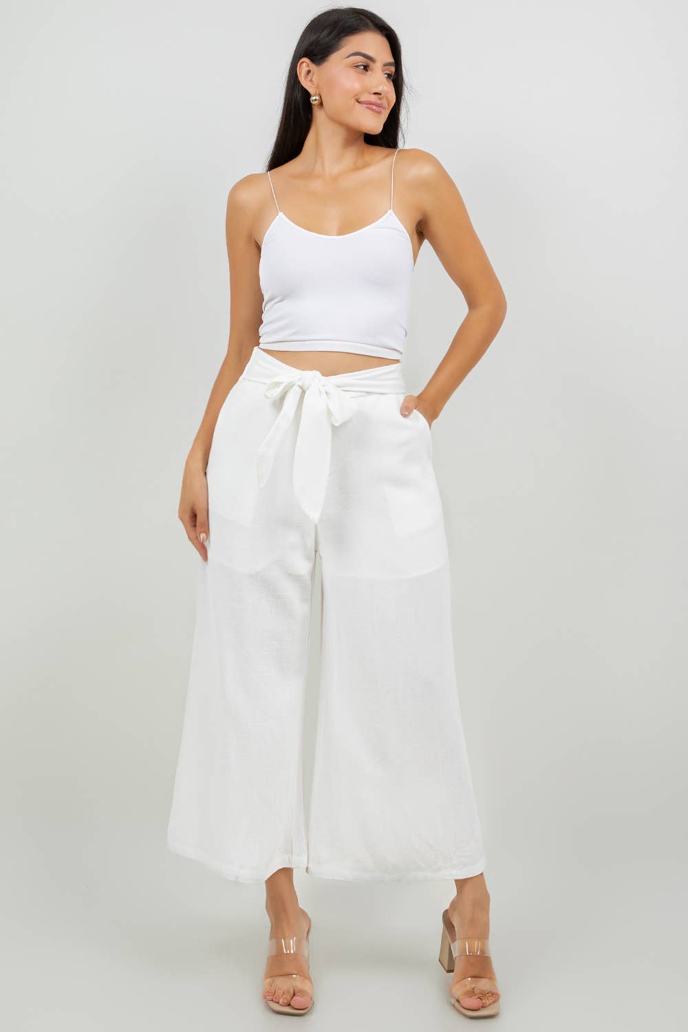 Veracci - Wholesale Pants - Women's - Linen Blend Wide-Leg Capri Pants13