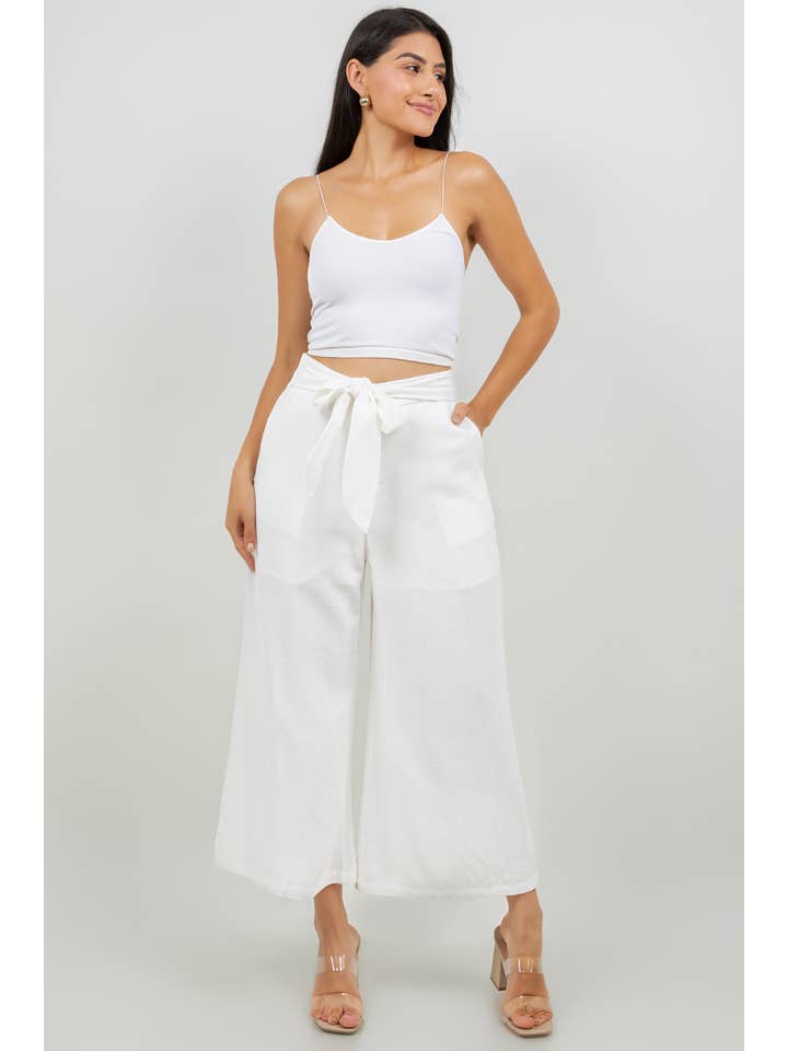 Veracci - Wholesale Pants - Women's - Linen Blend Wide-Leg Capri Pants13