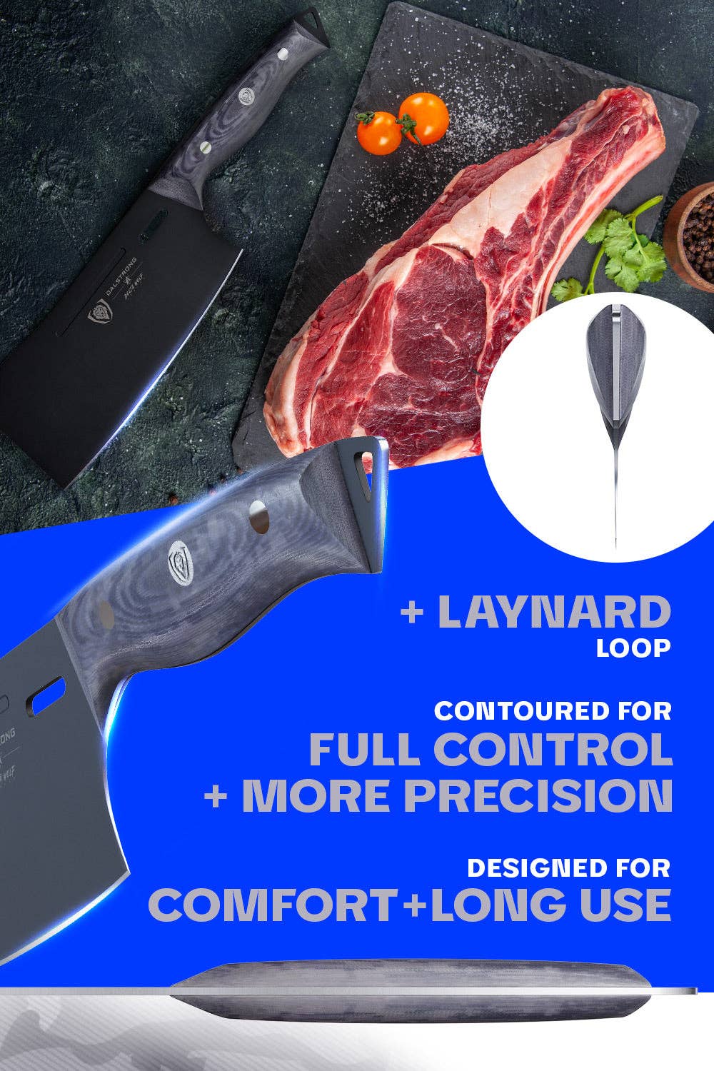 Dalstrong - Vente Couteau de cuisine/multi-usage - Couteau Cleaver 7" | Série Delta Wolf | Dalstrong ©4