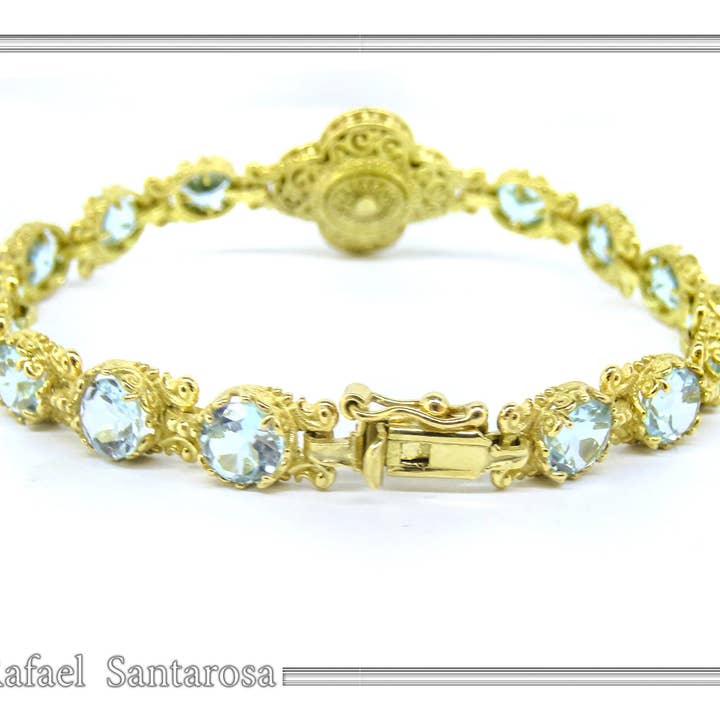 RAFAEL SANTAROSA - Vente Bracelet tennis - Bracelet en fines pierres multiples filigrane byzantin8