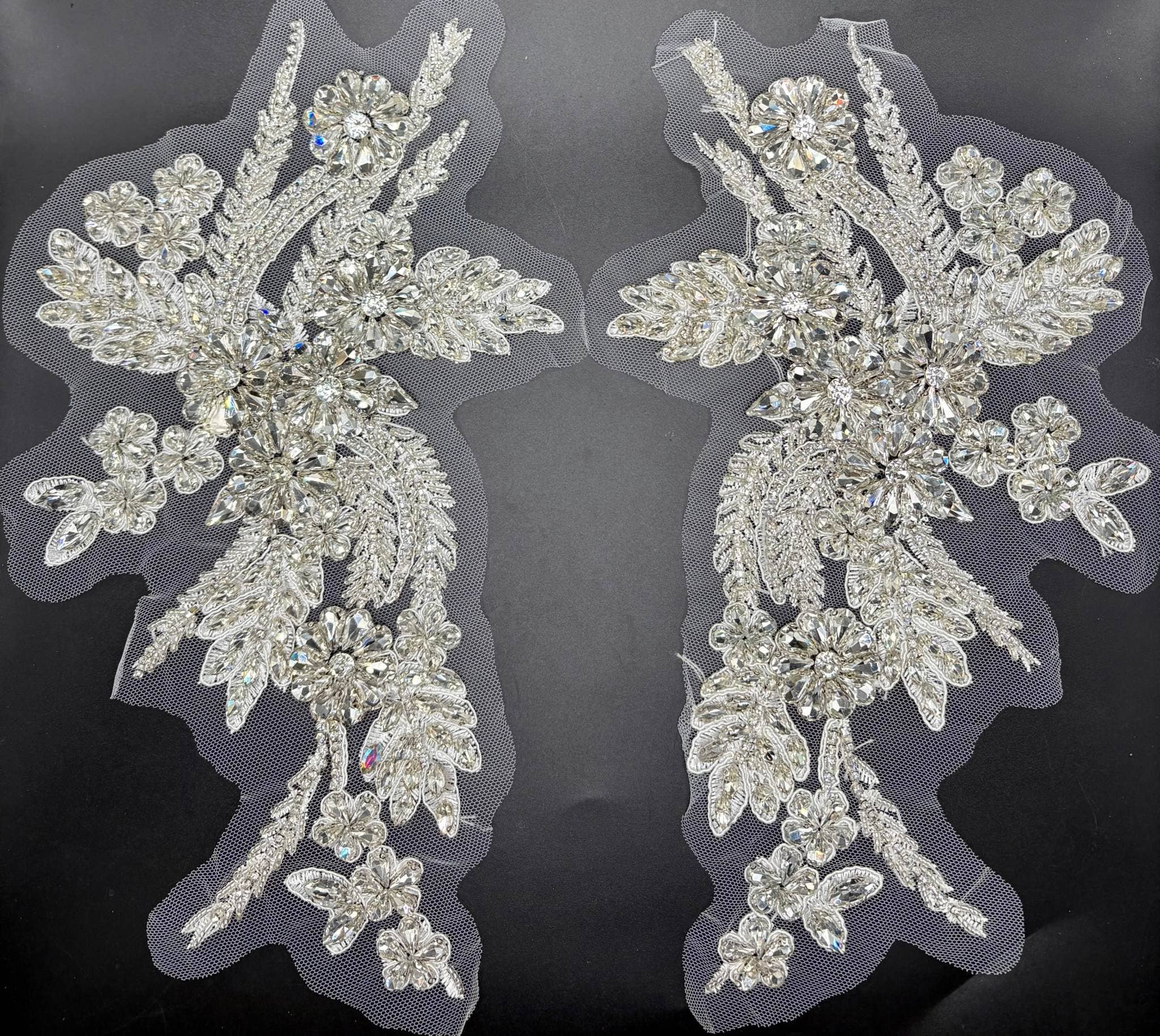 Appliques with Glitz - Wholesale Patch - Rhinestone Applique Pair (Various Colors)6