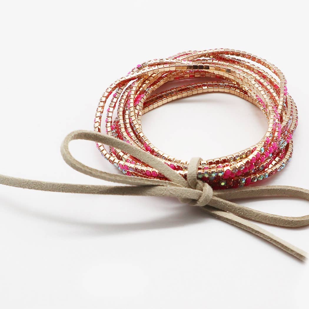 Fashion City – Conjunto de joias por atacado – Pulseiras de Pedra de Cristal Stretch Stretch de 12 Camadas 2