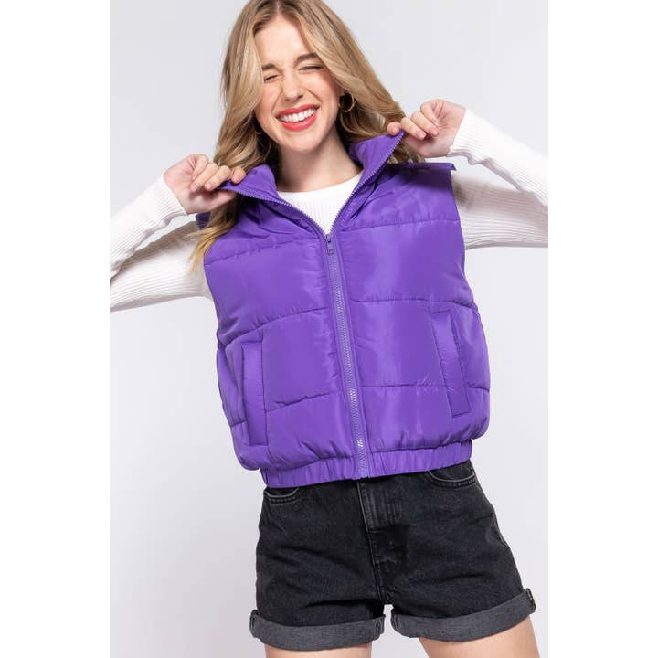 PURPLE PUFFER PADDING VEST for wholesale on Faire1