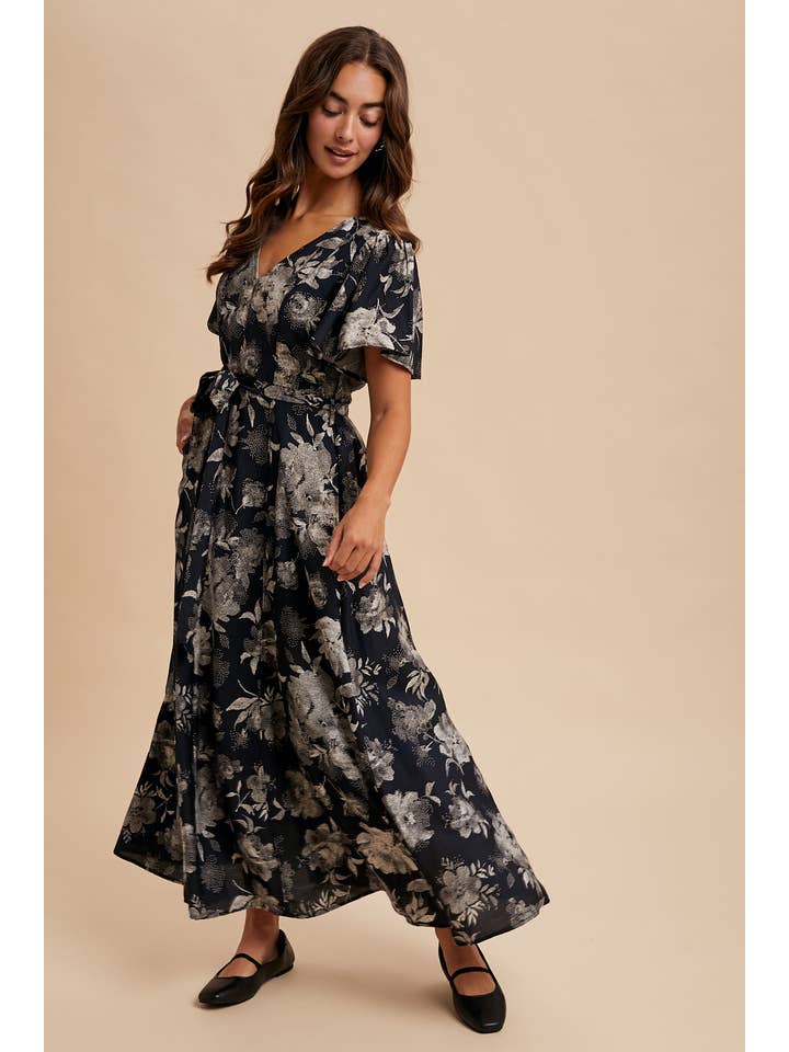 In Loom - Wholesale Dress - Women's - FLORAL FLUTTER SLEEVE DRESS1