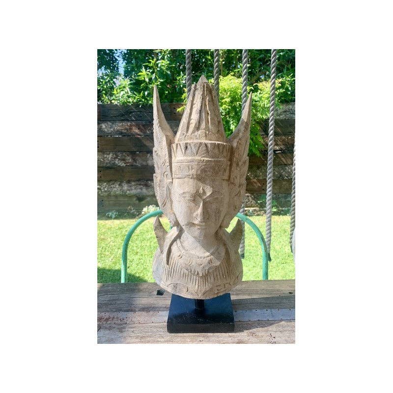 Paloma Black (Casa Natura Design, S.L.) - Venta al por mayor Escultura - Máscara de Madera Única Tallada a Mano con Detalle de Tocado4