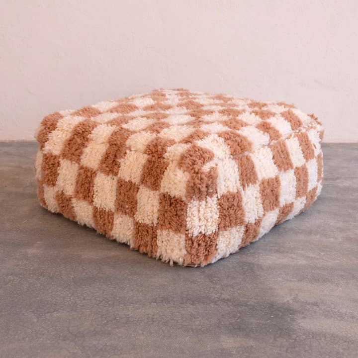 Moroccan Berber square Floor pouf ottoman | BEIGE for wholesale by MIRAMAR Store