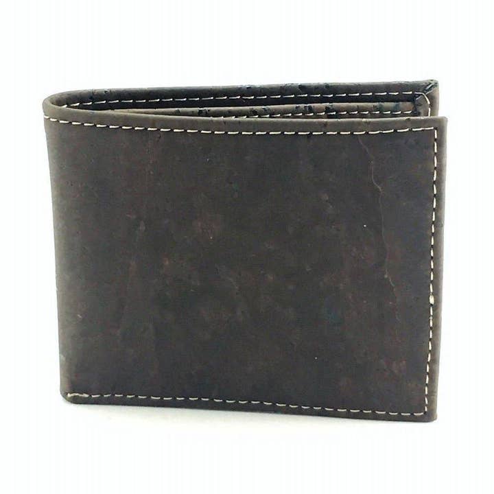 Slim Cork Wallet Minimalist Vegan Wallet with Coin Pocket in Brown for wholesale by Moddanio Cork
