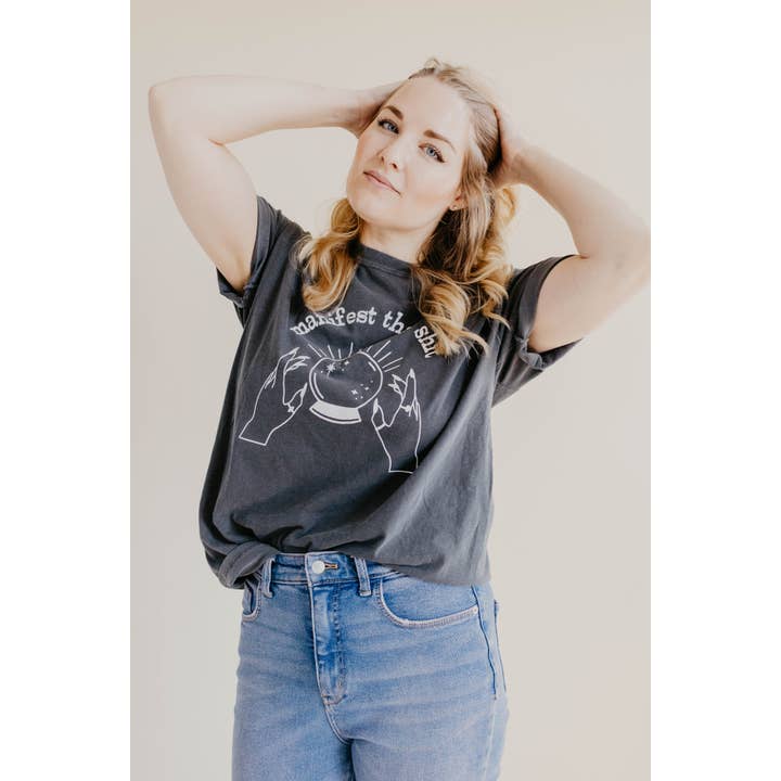 Uncommon Wild - Wholesale Screen Printed T-Shirt - Women's - Manifest That Sh*t Crystal Ball Comfort Colors Graphic Tee3