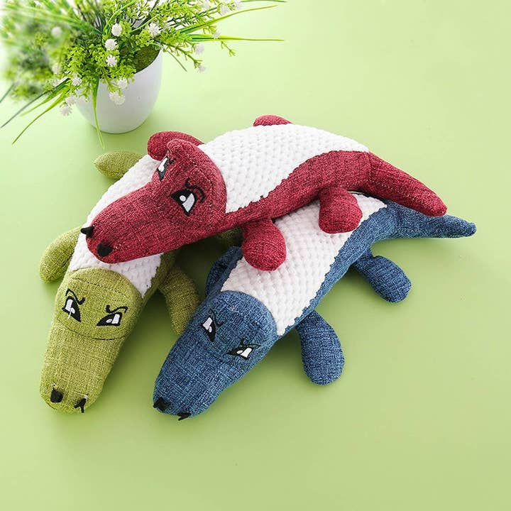 PAWPAWwholesale - Wholesale Pet Plush Toy - Dog - Linen Croc Chew Toy, Durable Fun for Dogs_CWMM54654