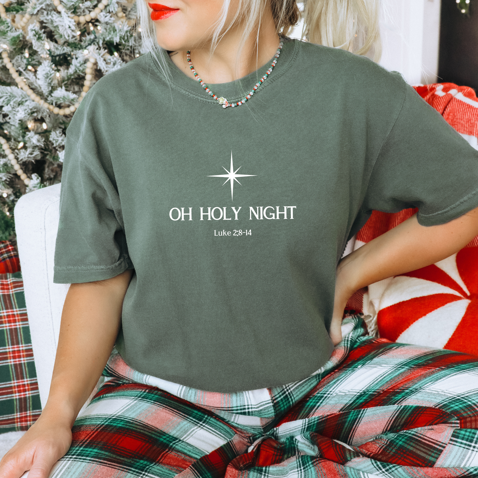 Faith & Life Christian Brands - Wholesale Screen Printed T-Shirt - Women's - Oh Holy Night Christmas Christian Cute Graphic T-Shirt4