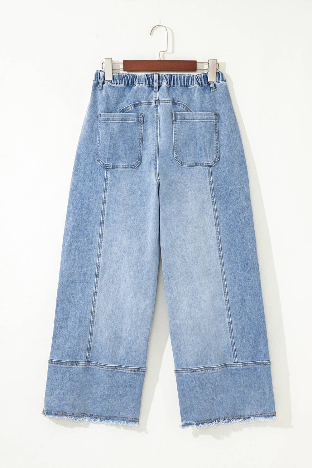 FULL TIME PURCHASE - Wholesale Jeans - Women's - Drawstring Seam Detail Raw Hem Wide Leg Denim Pants13