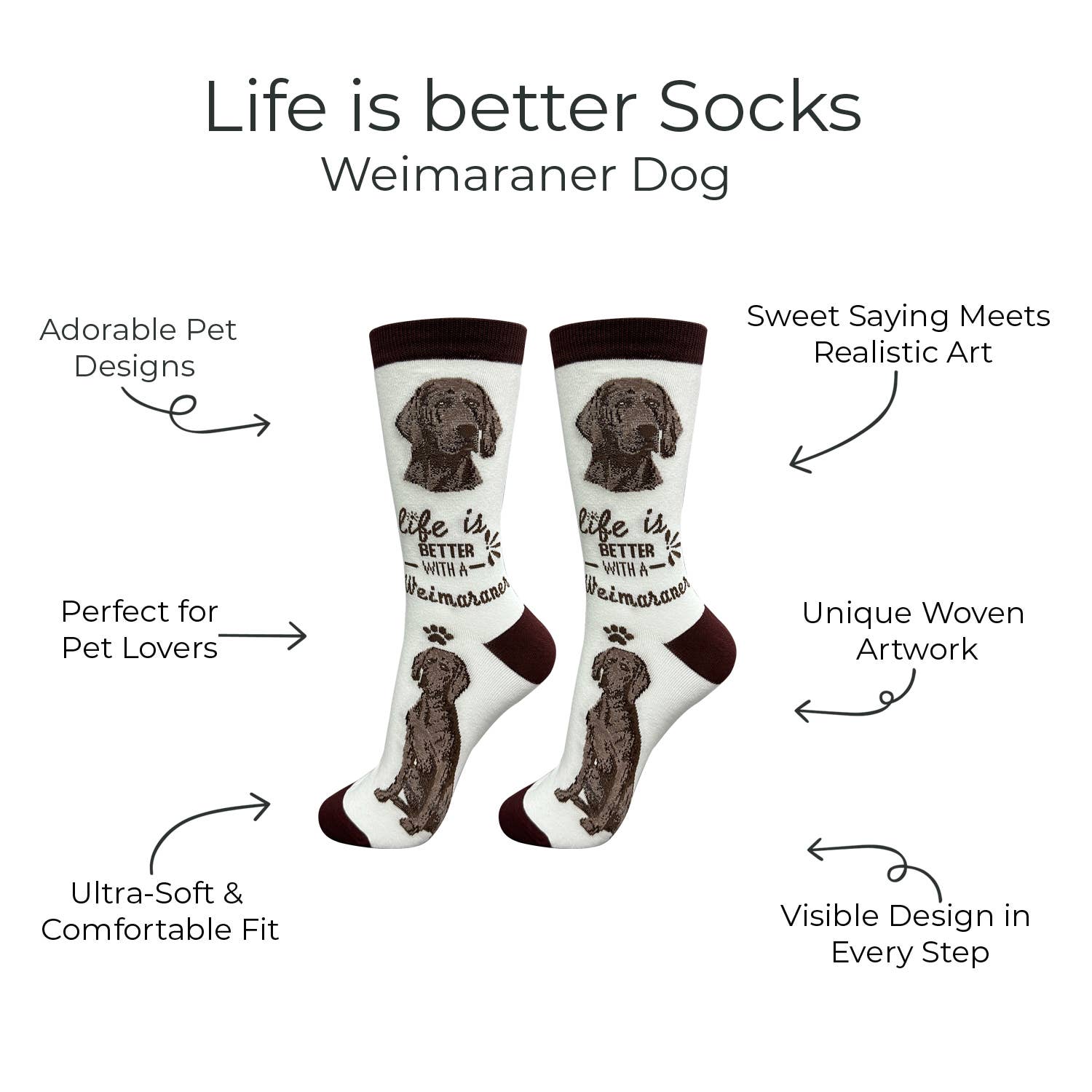 E&S Pets – Engroshandel Strømper - Unisex – Sjove hundesokker med Weimaraner-motiv - unisex2
