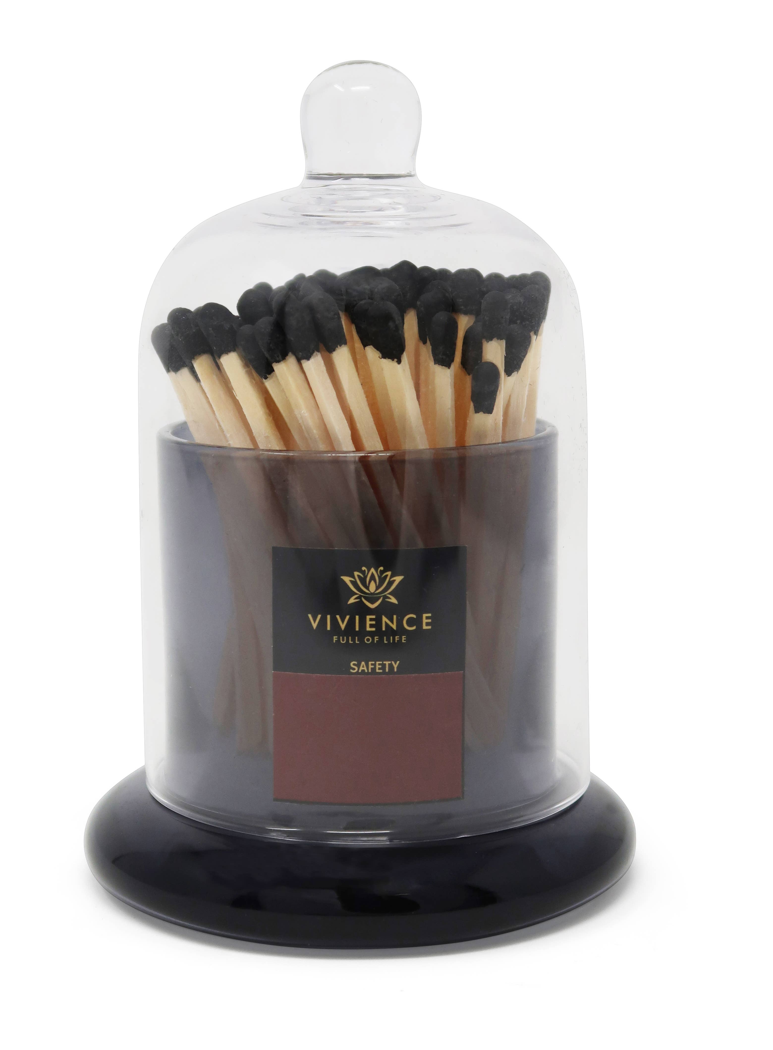 VIVIENCE - Wholesale Match Holder - Match Holder Jar with Gold/Smoked Base1