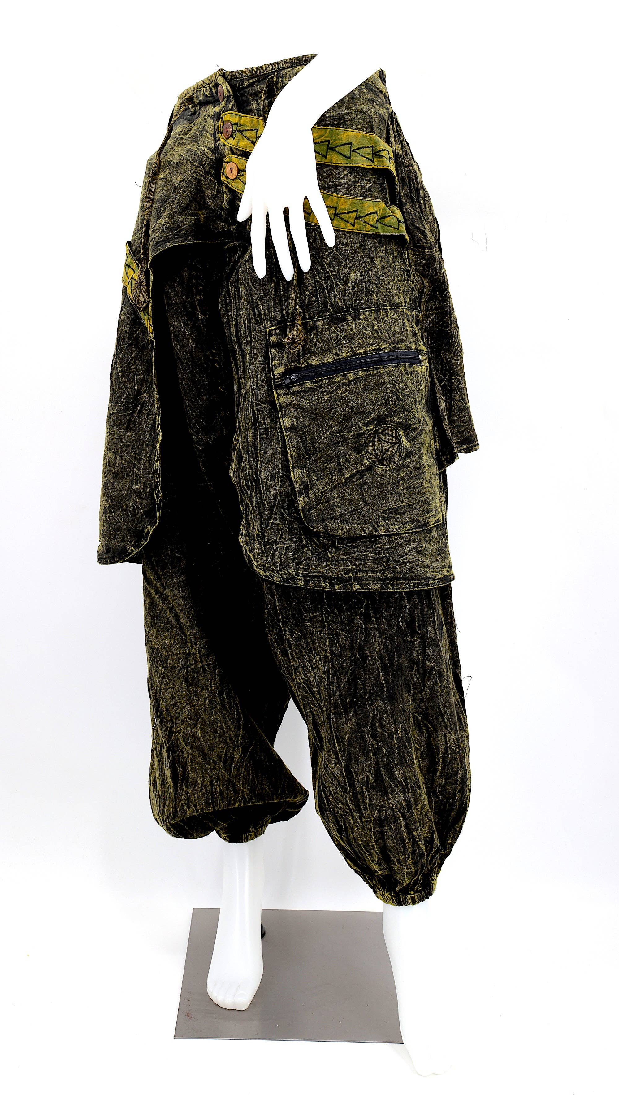 Himalaya Handmade – wholesale Byxor - Dam – Handgjorda bohemiska hippie haremsbyxor i bomull med blekt färgmönster Flower of Life9