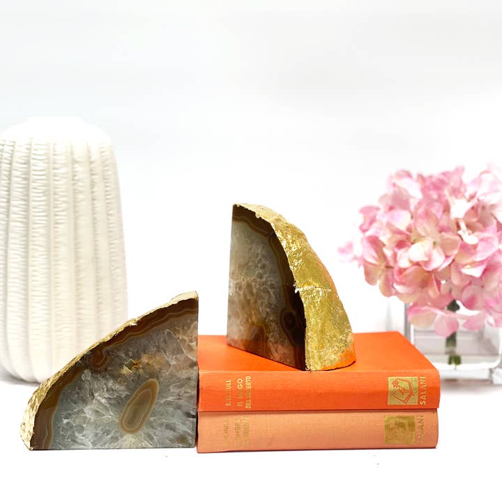 Natural Agate Bookends for wholesale by Design Pretty