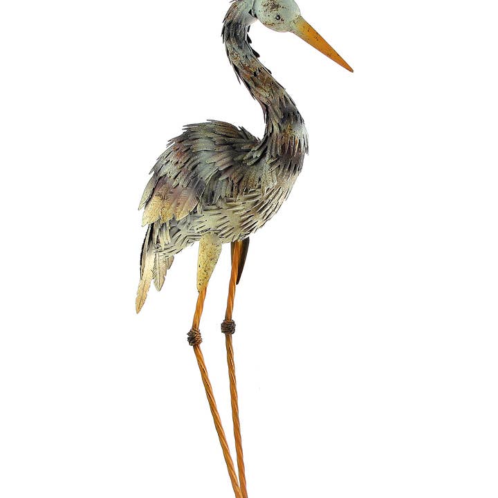 Zaer Ltd. International - Wholesale Sculpture - 30.5" Tall Iron Heron Garden Statue- 2PC/Set