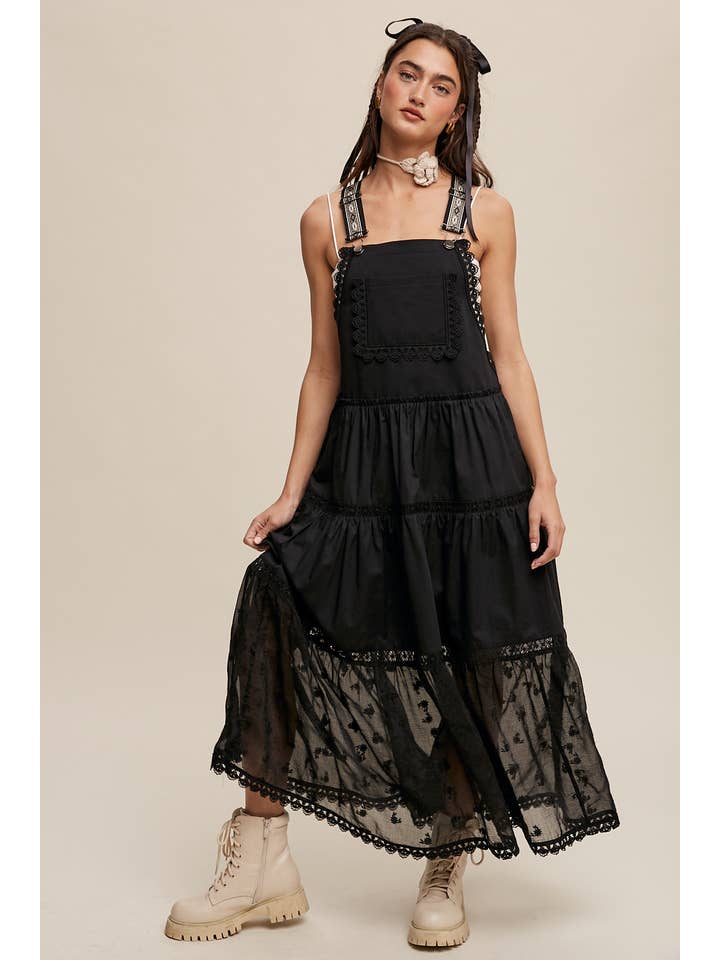 Sheer Trend - Wholesale Dress - Women's - Laced and Tiered Romanctic Overall Maxi Dress