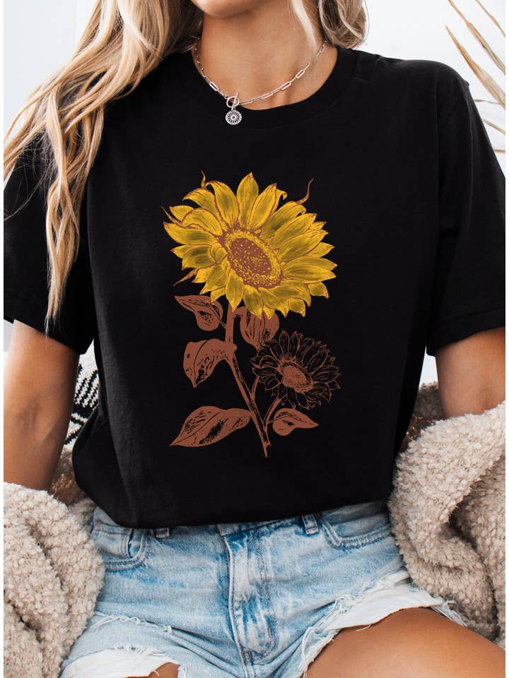 Rustee Clothing - Wholesale Screen Printed T-Shirt - Women's - SUNFLOWER GRAPHIC TSHIRTS5