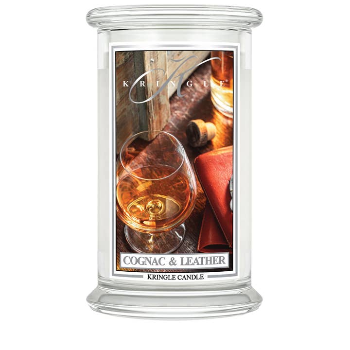 22oz 2W Kringle Classic: Cognac & Leather for wholesale by Kringle Candle Company