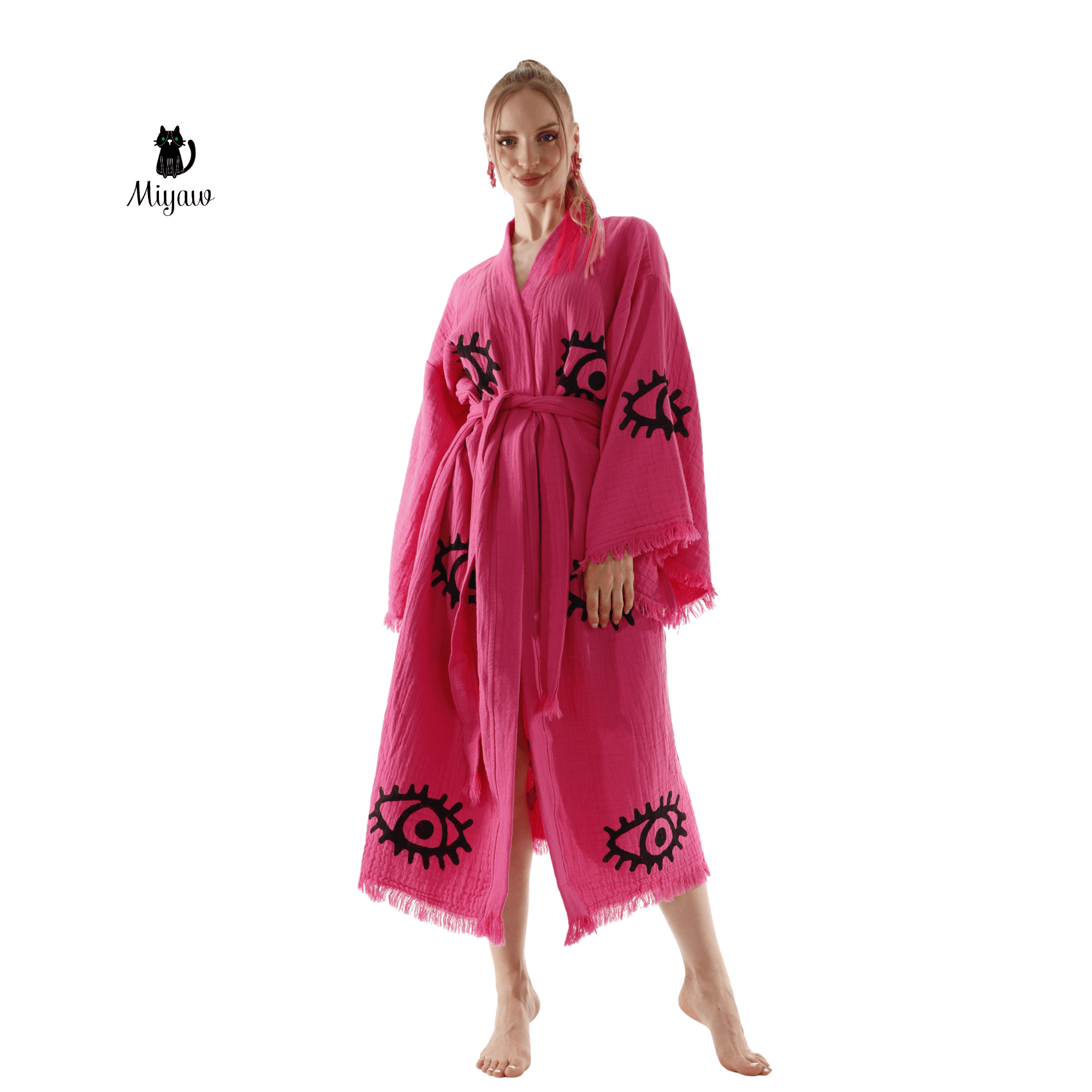 Evil Eye Pink Swim Caftan Cover Up – Organic Cotton for wholesale on Faire4