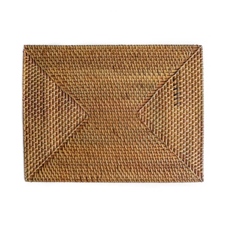 Rectangular Rattan Placemat Wicker Charger Plate (Brown) for wholesale by Bali Harvest