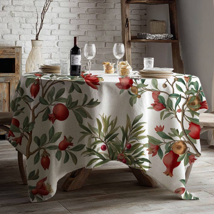 NorraVilla – Großhandel Tischdecken – Tischdecke aus 100 % Leinen Granatapfelbaum - Hergestellt in Europa2