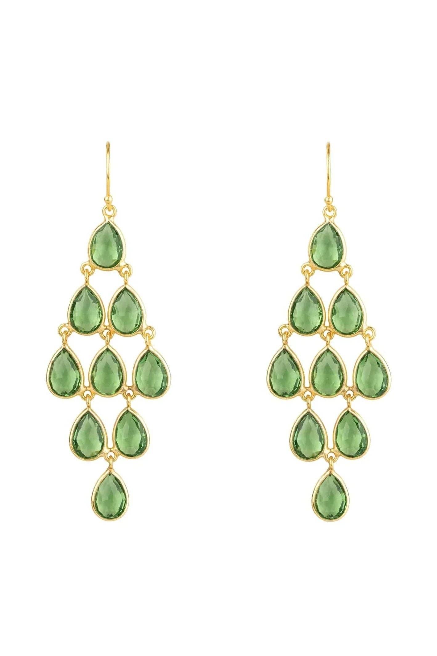 Latelita – wholesale Dangle earrings – Erviola Gemstone Cascade Earrings Gold Peridot0