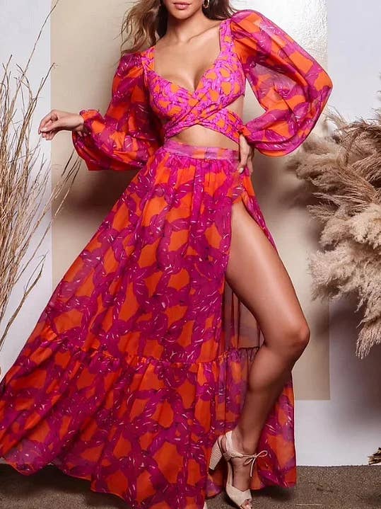 3-Piece Floral Print Bikini Swimsuits with Cover Up for wholesale by Sweetkama