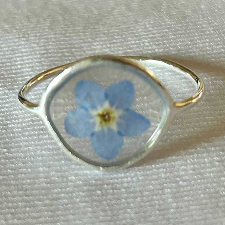 Forget Me Not Hammered Circle Ring for wholesale by Chloe May Creations