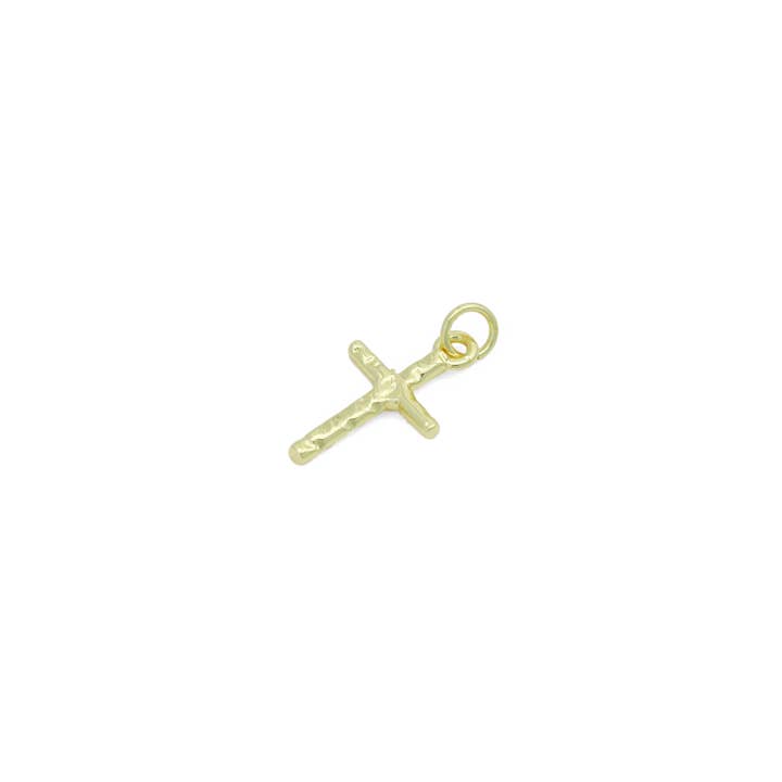 BestBeads&Beyond - Wholesale Individual Charm/Pendant - Hammered Gold Cross Charm Pendant,Sku#LX857
