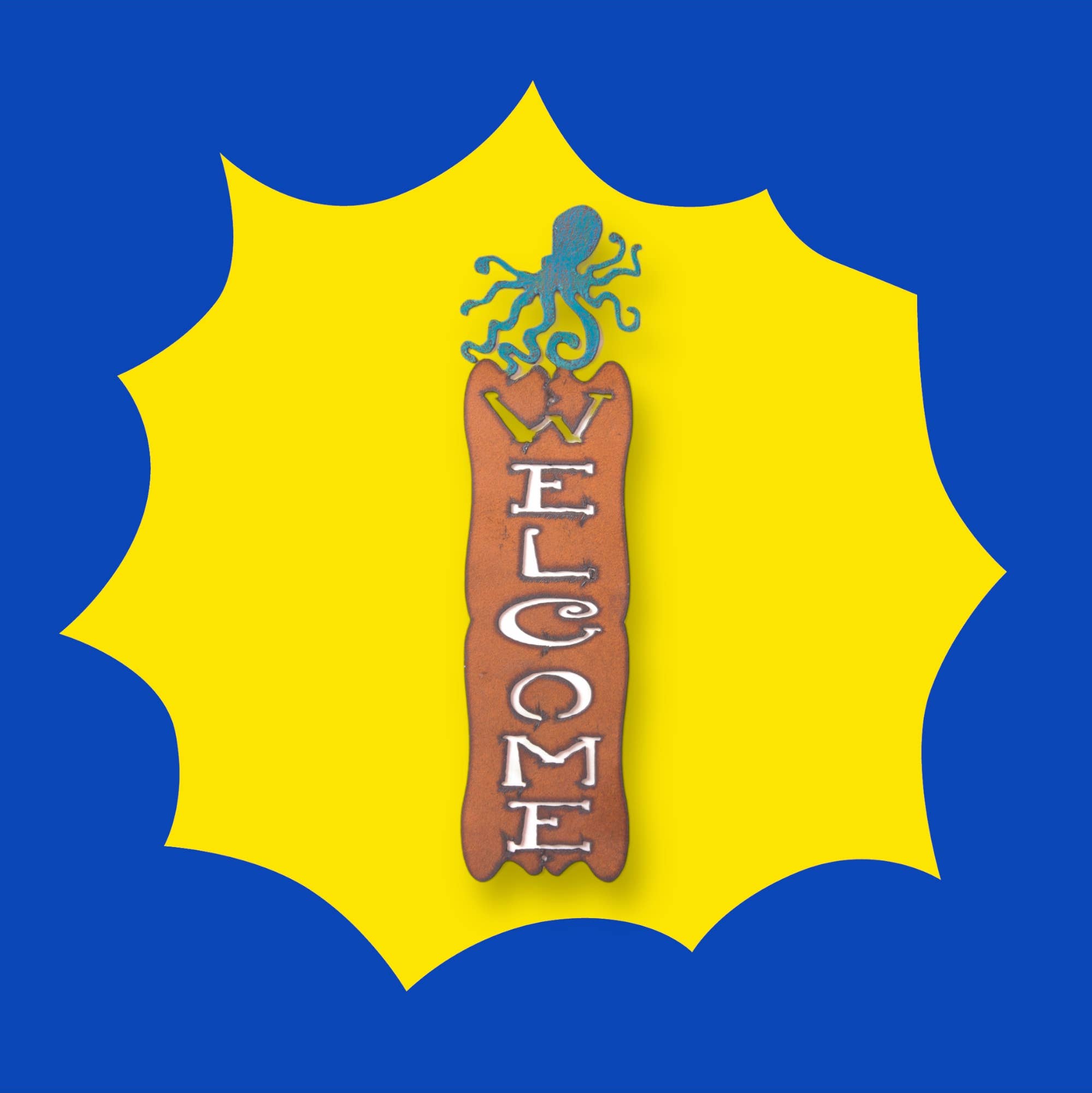 Whimsies – wholesale Utomhusskylt – Octopus Välkomstskylt Utomhus tecken nautiska stranden gåvor USA2