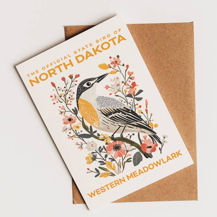 Cartolina dell'Uccello di Stato del Dakota del Nord | Etichettata in bianco per te per la vendita all'ingrosso da parte di PhiloPerse