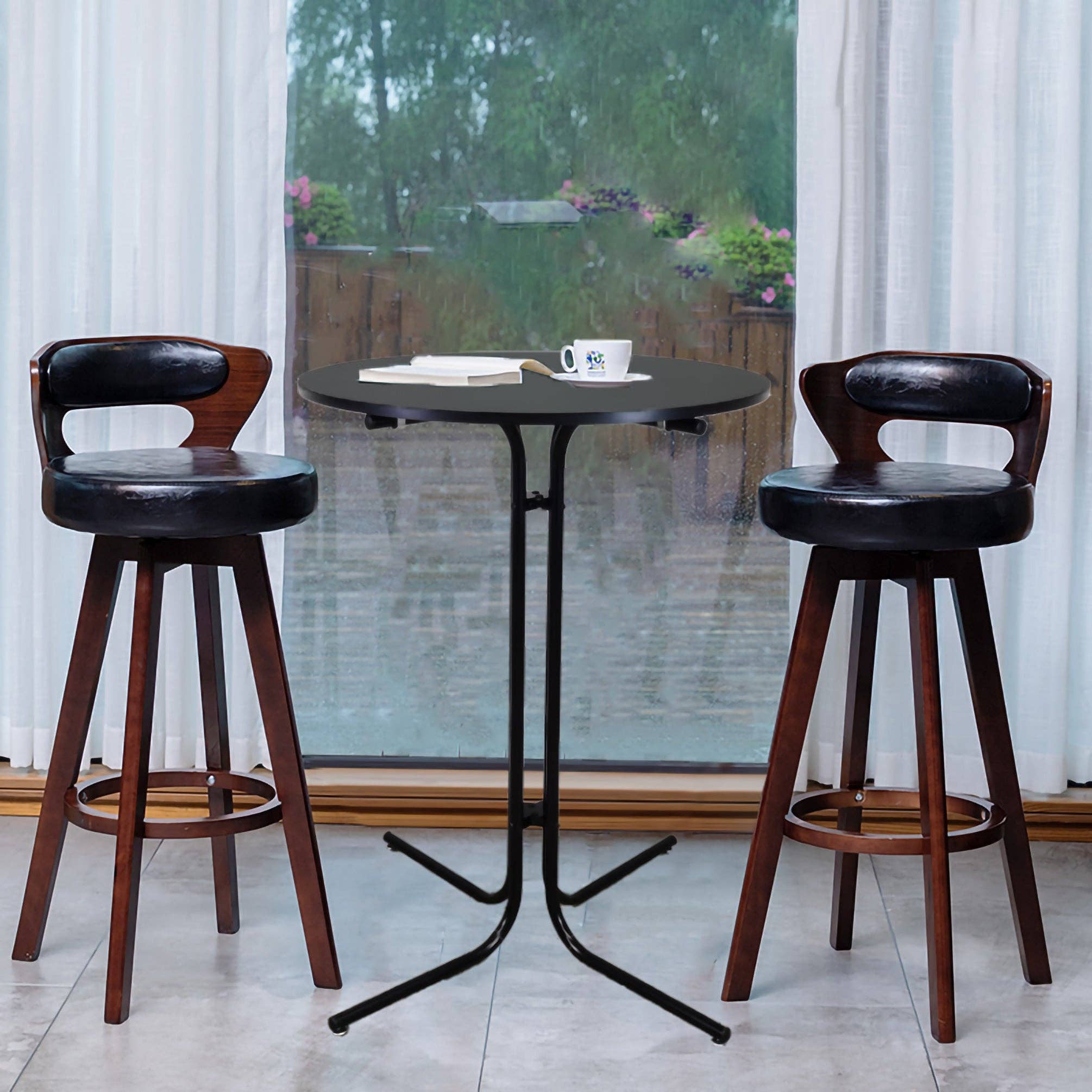 FIXTUREDISPLAYS - Wholesale Patio Table - 31.5X42" Tall Cocktail High Table Easy Fold Black Party Tradeshow Mobile Desk 1199901