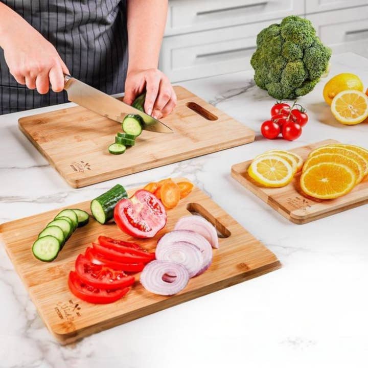 Zulay Kitchen - Wholesale Cutting Board - 3-Piece Premium Bamboo Wooden Cutting Board Set