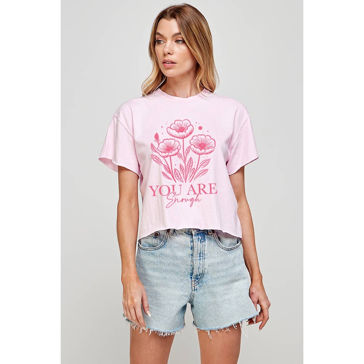 Illustrated Society - Wholesale T-Shirt (Graphic) - Women's - YOU ARE ENOUGH VINTAGE GRAPHIC CROP TOP3