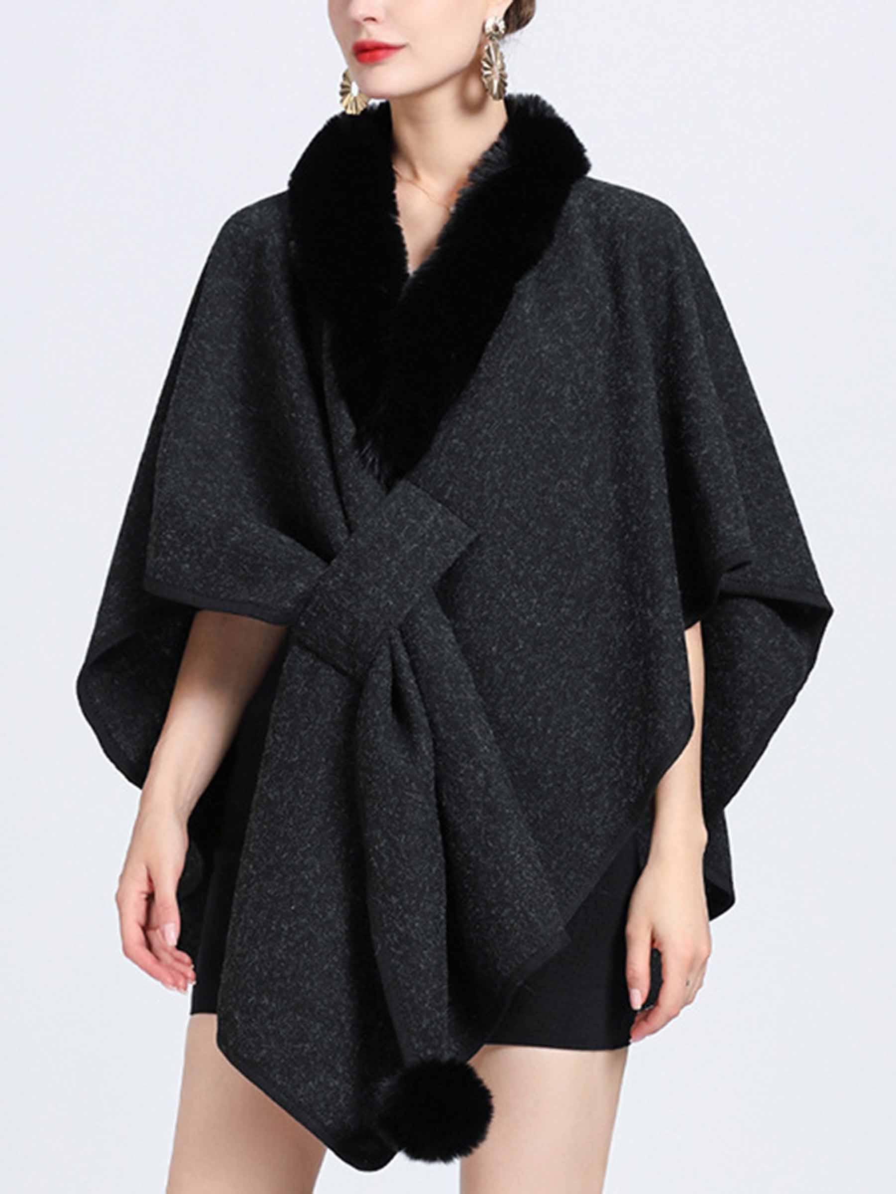 Wholesalesir - Wholesale Wrap - Women's - Hairy Collar Cloak Shawl2