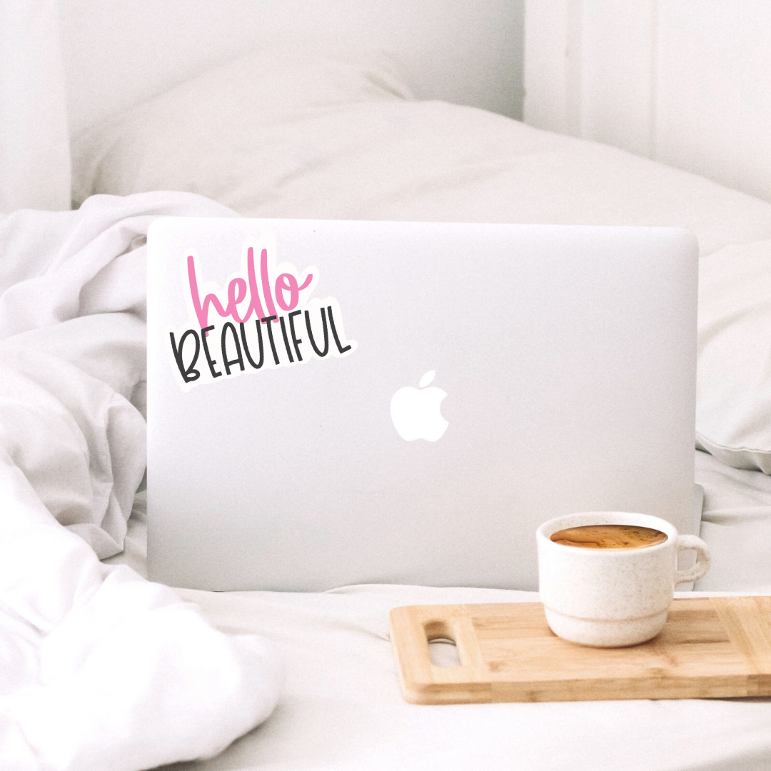 Letters from Elliott - Wholesale Sticker - Hello Beautiful Hand Lettered Vinyl Sticker1