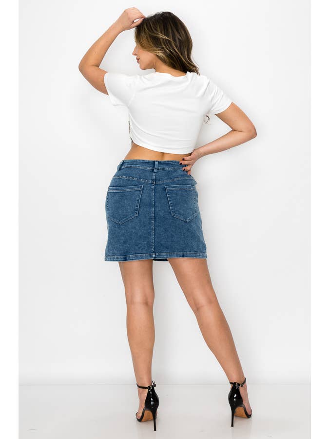 SALT – Engroshandel Nederdel - Dame – (SK1947) Denimnederdele med perler og krystaller i 3 farver10