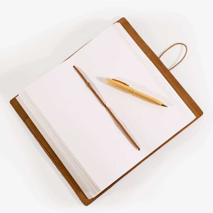 Suede Journal W/ Organic Cotton Paper Small: Cognac for wholesale by Andaluca