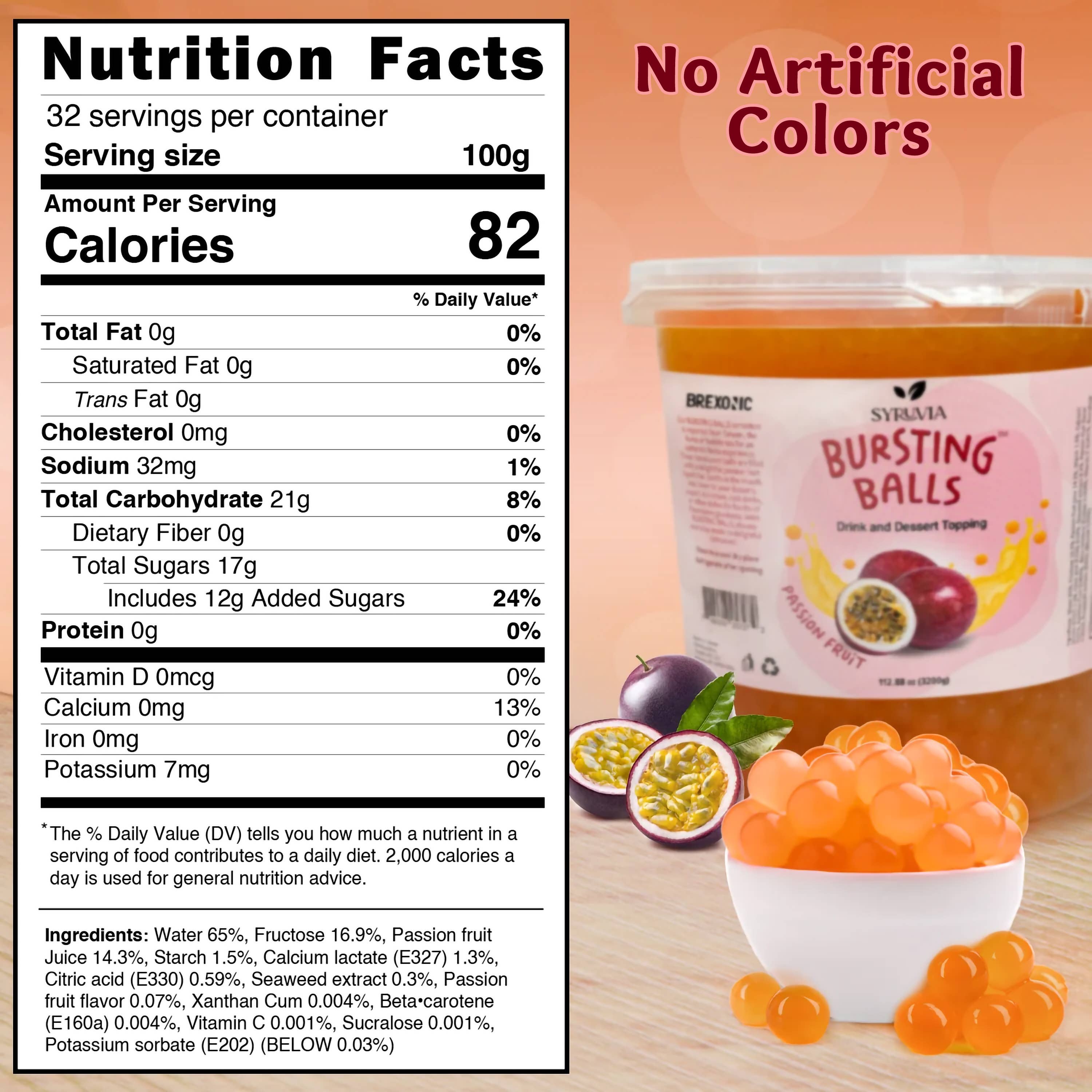 Syruvia - Wholesale Beverage Mix - 7 LB Passion Fruit Flavored Popping Boba1