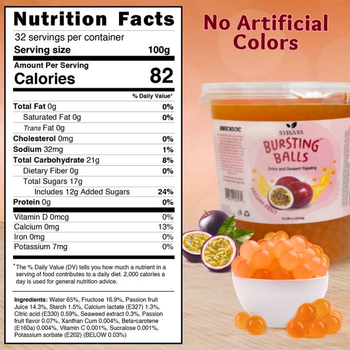 Syruvia - Vente Préparation pour boisson - 7 LB Boba Popping saveur fruit de la passion1