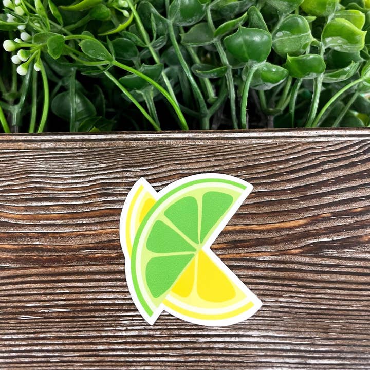 Handmade by Marlayna - Vendita all'ingrosso Adesivo - Fetta di limone verde lime e giallo, adesivo fustellato, vinile per grafica artistica, può fare su misura, divertimento boho