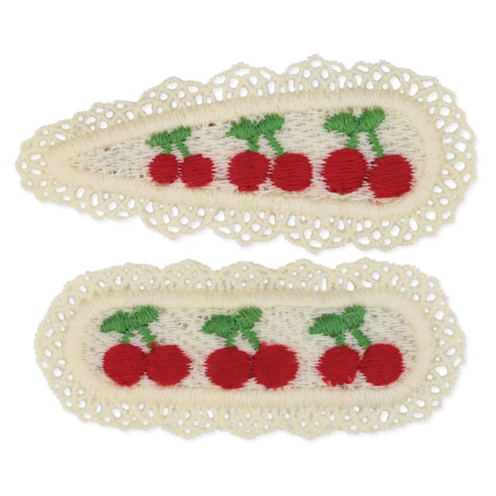 Knit Cherries Embroidered Hairclip Set for wholesale by ZAD
