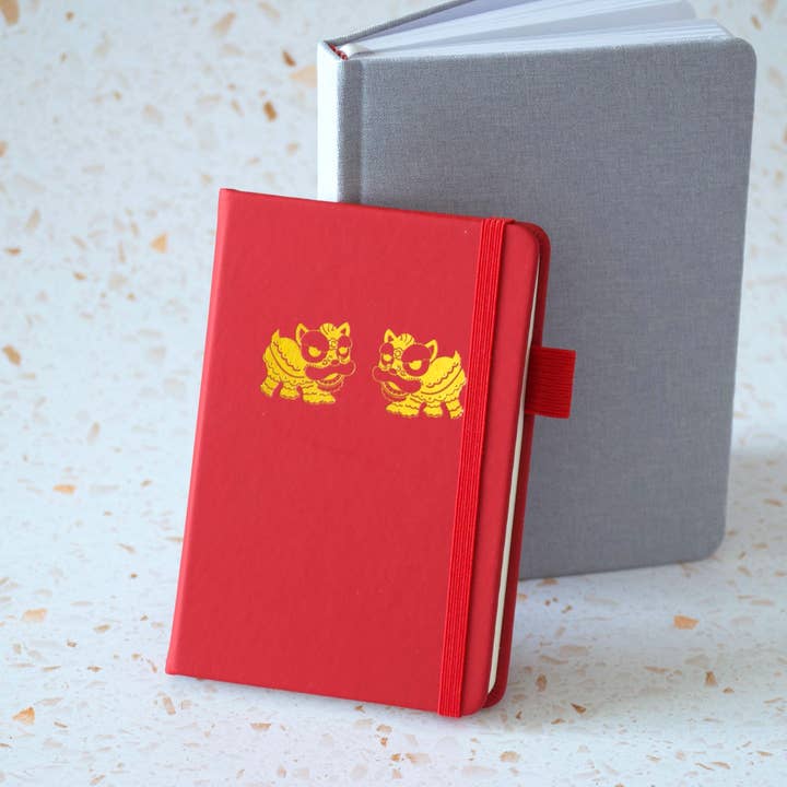 Lion Dance Red Pocket-sized Notebook for wholesale by Hop & Flop