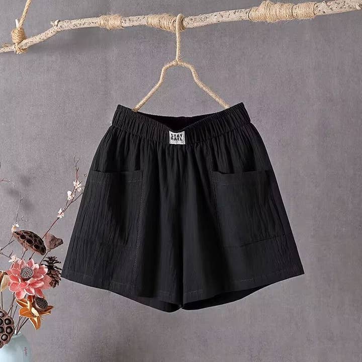 UZ Wholesale Store - Wholesale Pants - Women's - Cotton Elastic Waist Wide Leg Capri Pants